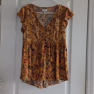 True Craft Yellow Floral Top Small